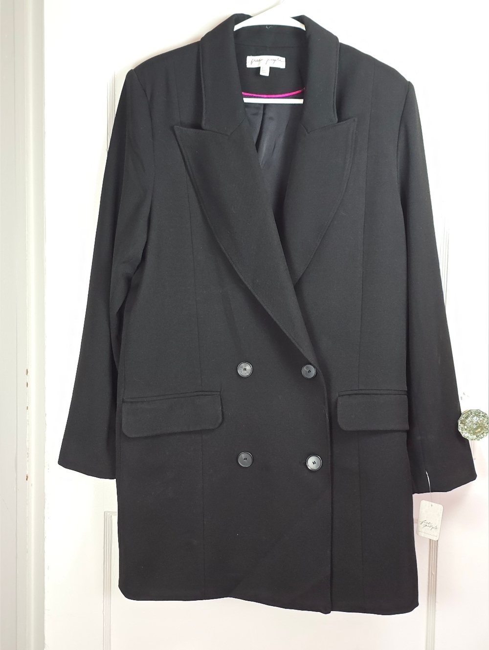 NWT Free People Black Dress Jacket 3/4 Length Size L